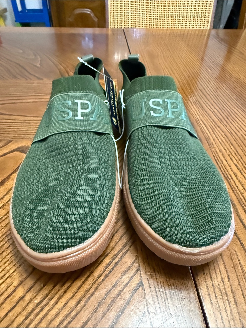 US Polo ASSN Green Slip On Shoes. NWT. Size 8.5Wide.